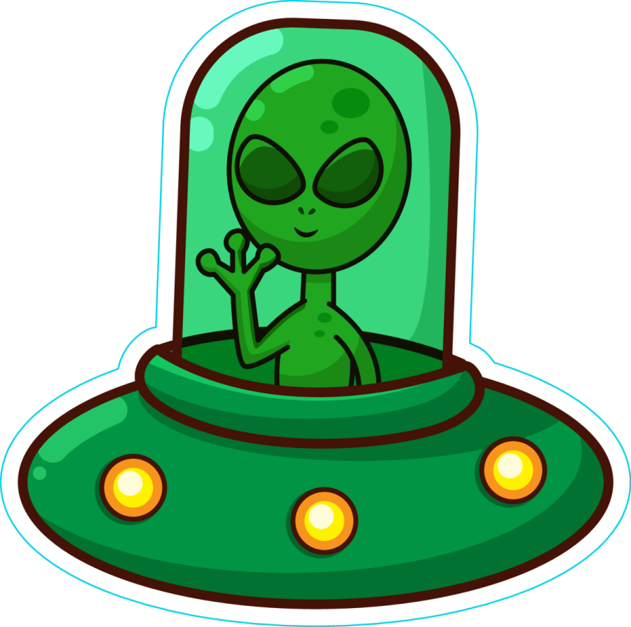 an alien in a spaceship