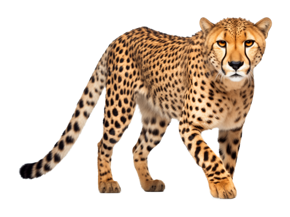 a cheeta chephaantis cheptaus in front of a white background
