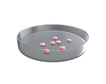 an image of two red pills in a metal tray