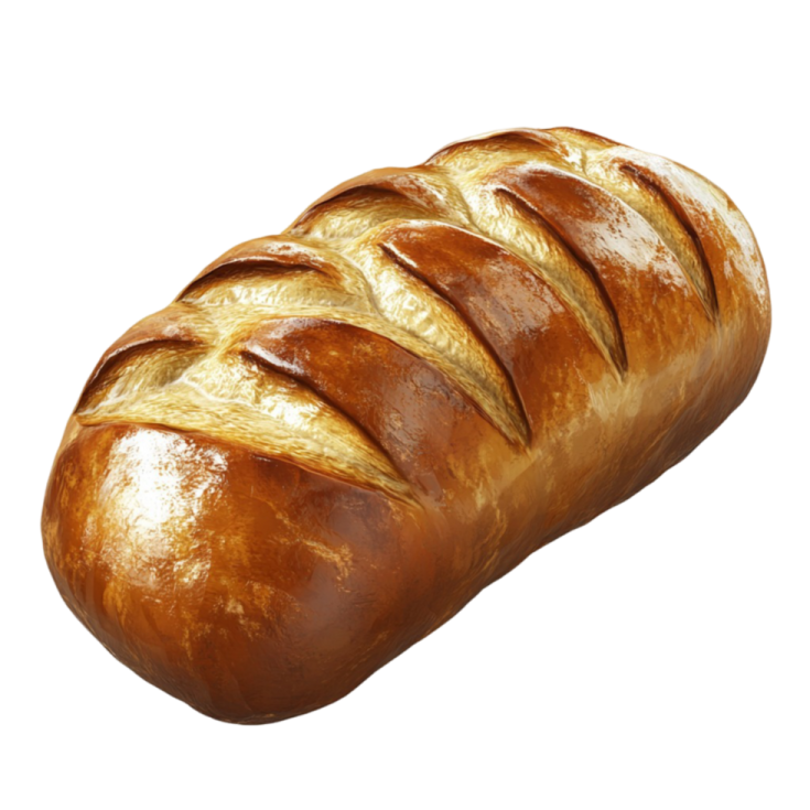 a loaf of bread on a white background