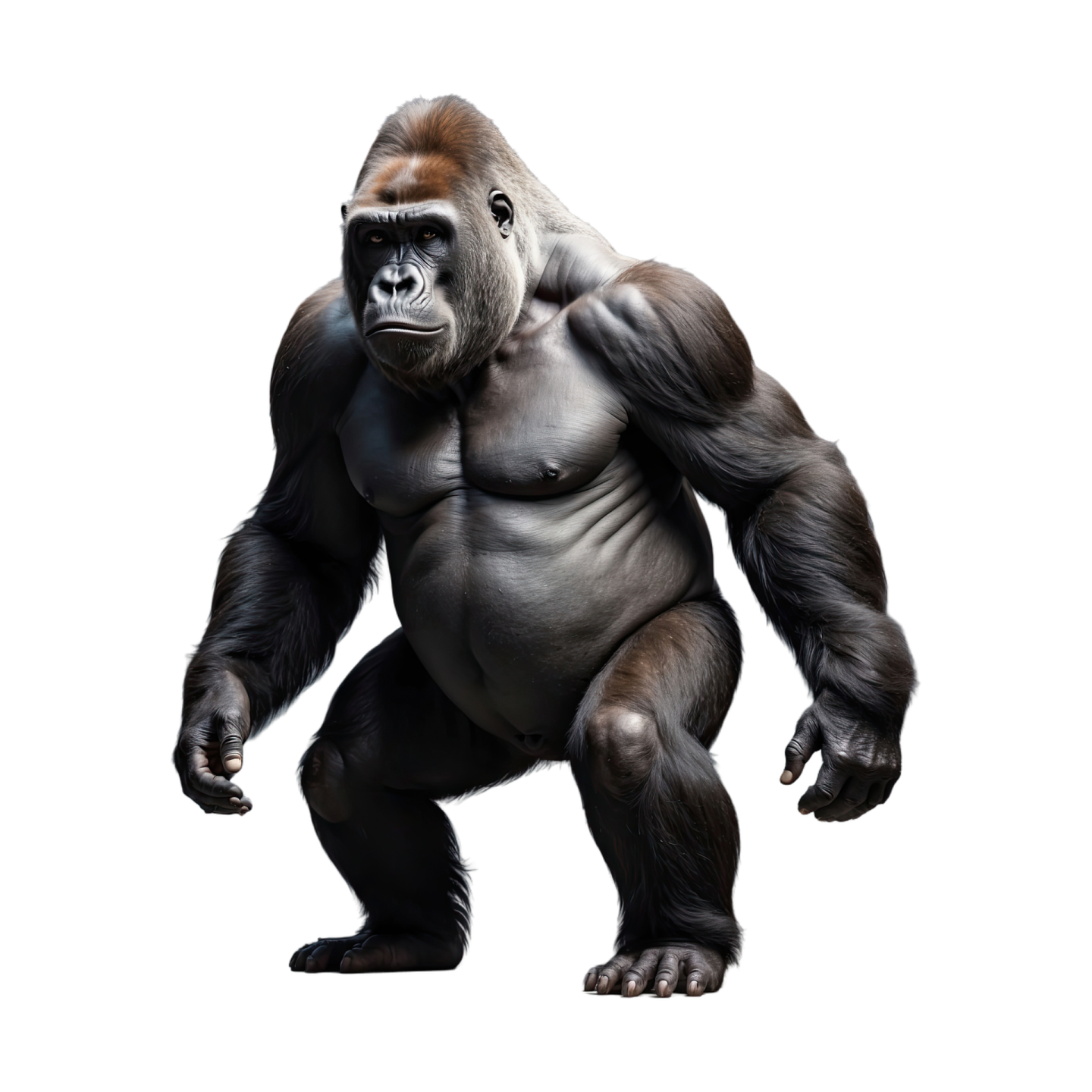 a gorilla standing on its hinds