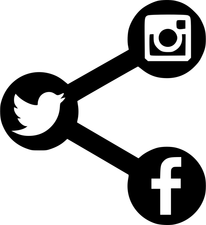 a black and white image of social icons