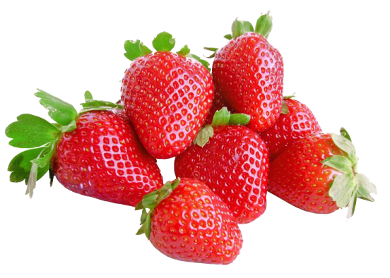 a bunch of strawberries with green leaves