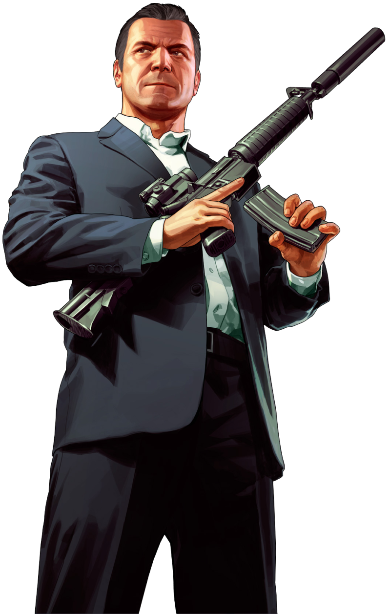 a man in a suit holding a gun
