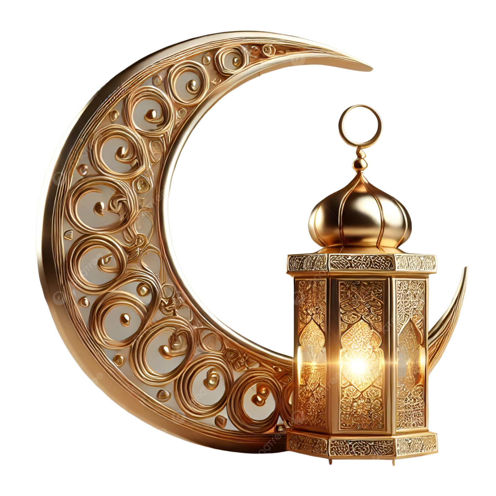 a golden crescent with a lantern in the middle