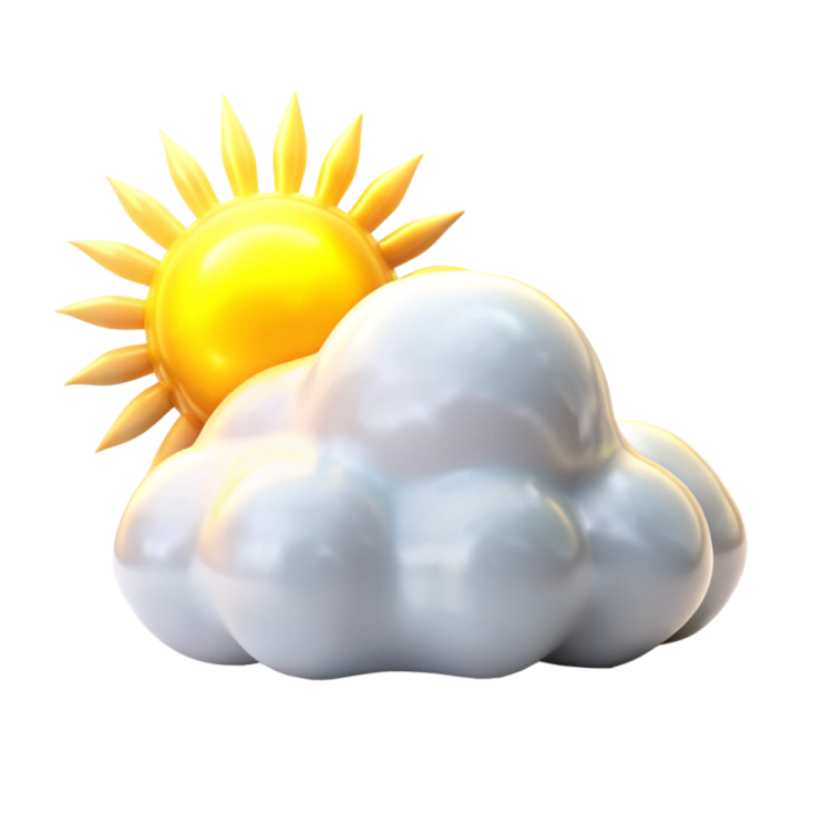 a cloud with a sun on top