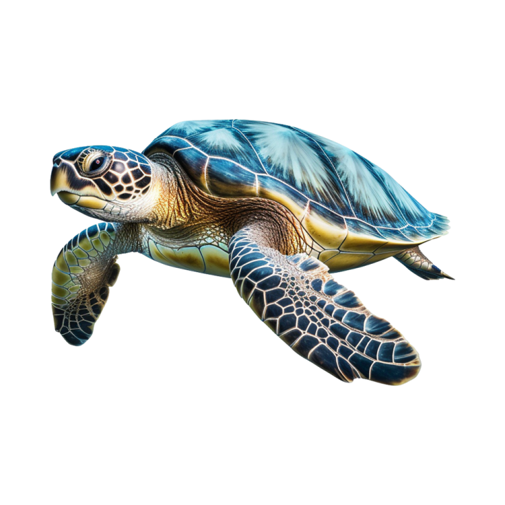 a green sea turtle on a white background
