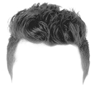 a black and white photo of a man's hair