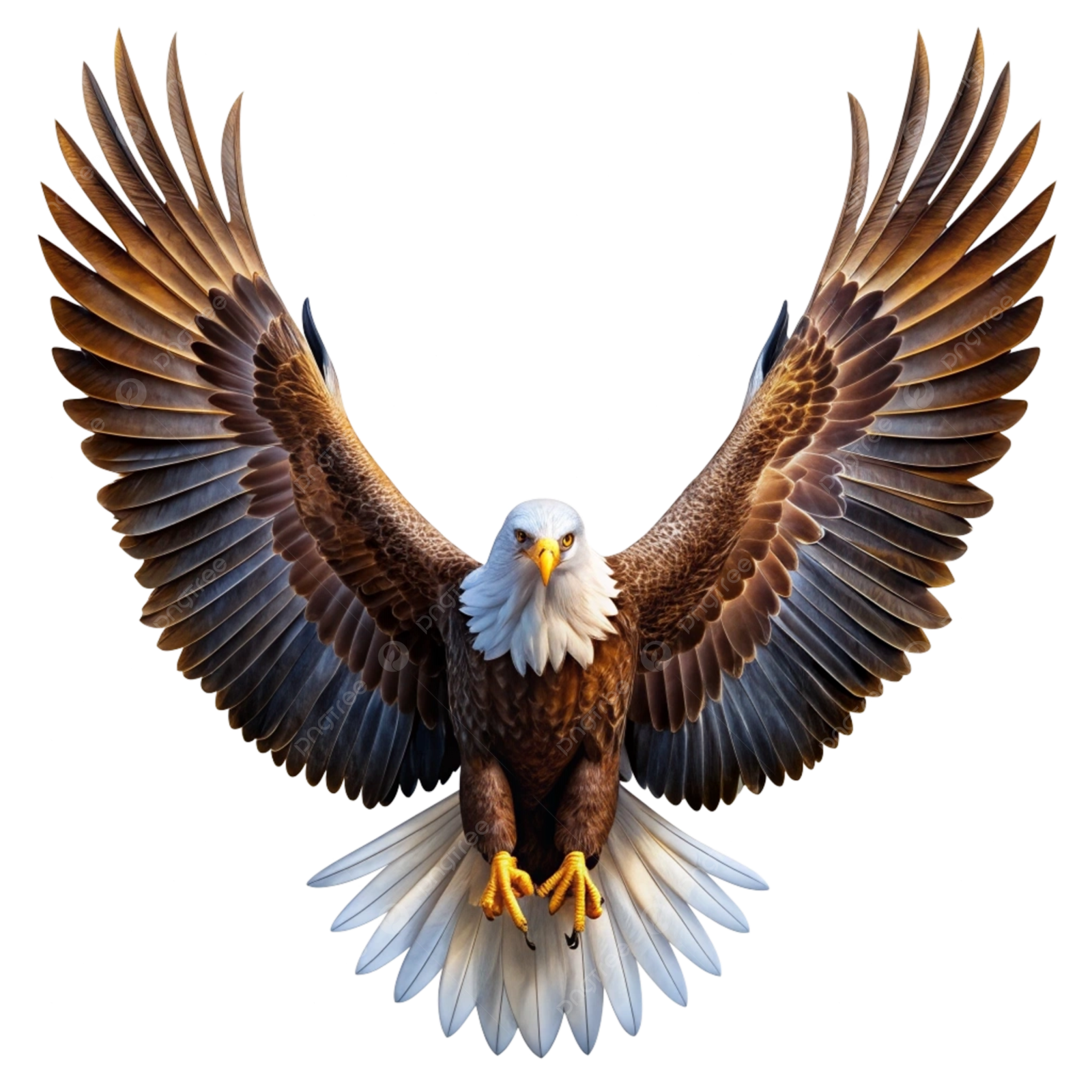 an eagle flying with its wings spread out