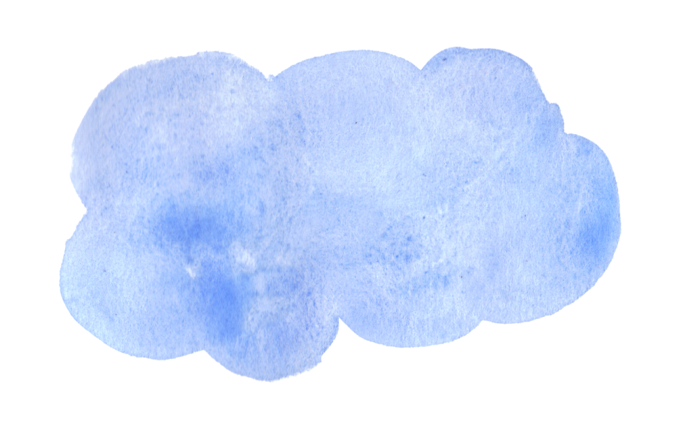 blue watercolor cloud on white background