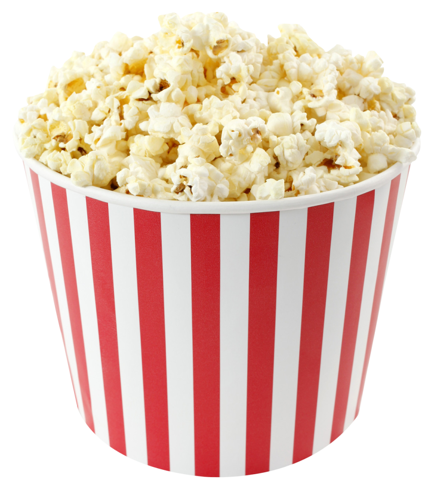 a red and white striped paper popcorn cup