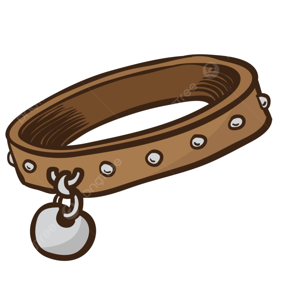 a brown dog collar with a ball on it