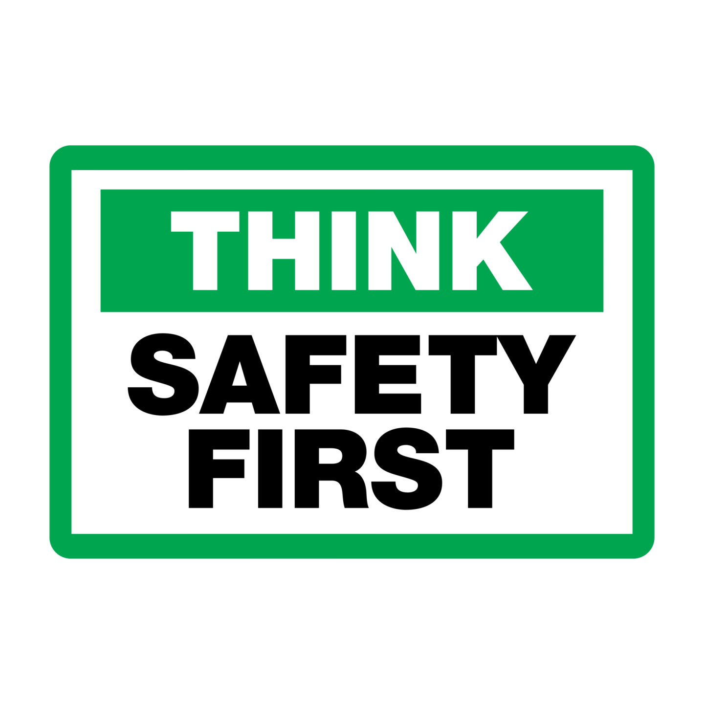 A green sign with the words think