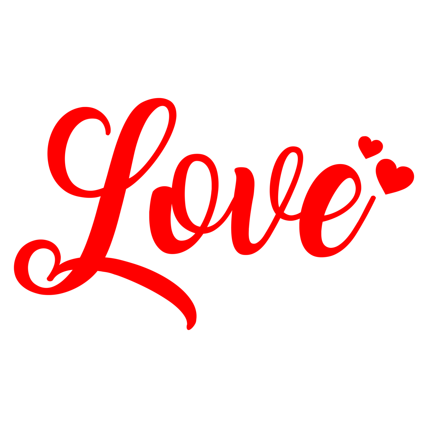 the word love written in red ink on a white background