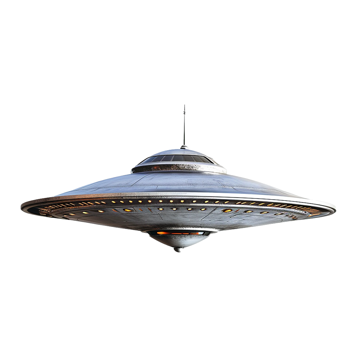an alien spaceship flying over a white background