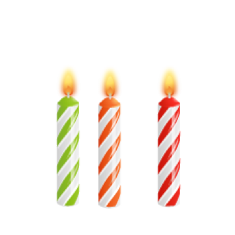 three candles on a white background