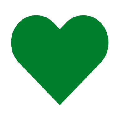 a green heart on a white background