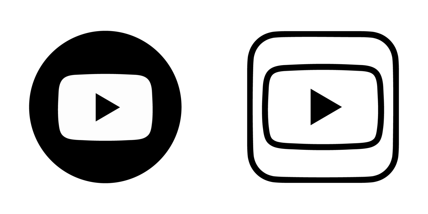 a black and white icon of a video player