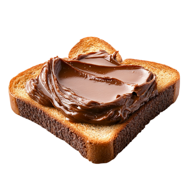 a piece of bread with chocolate spread on it