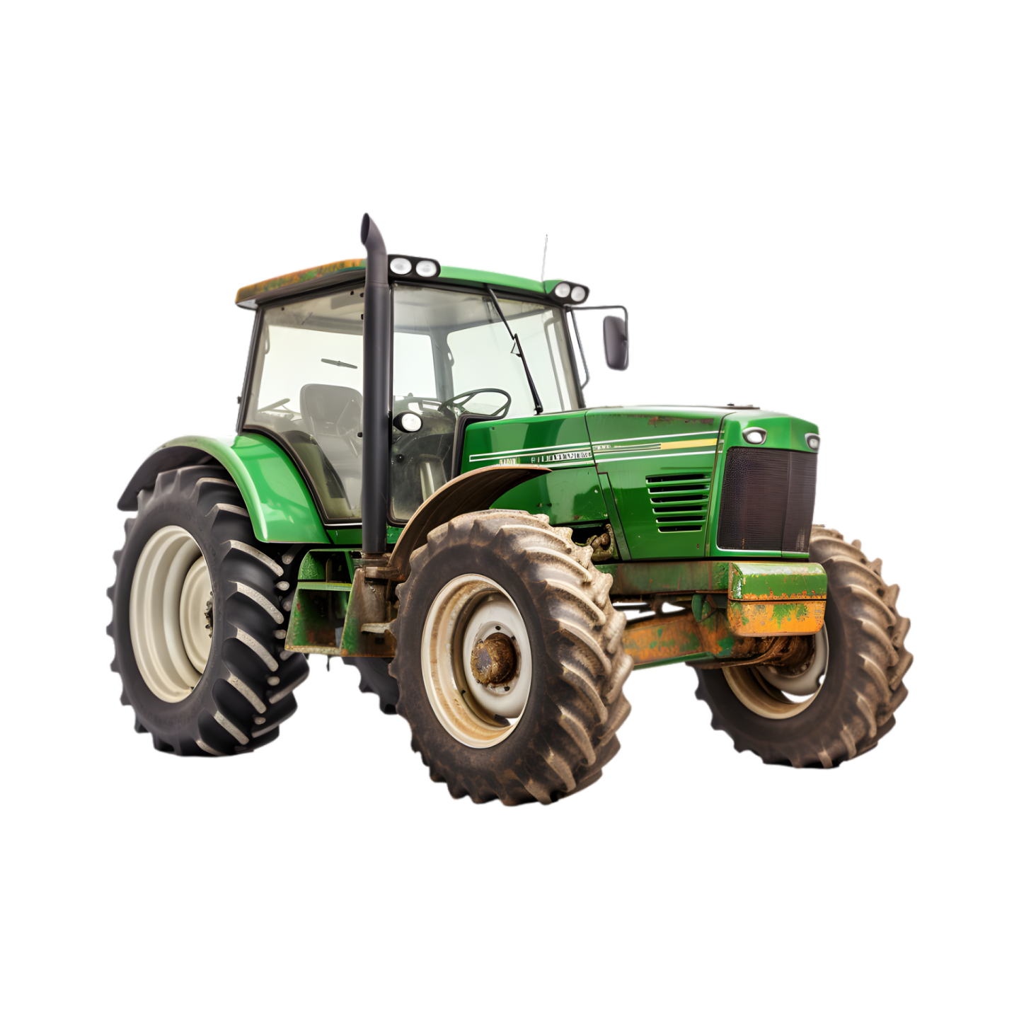 a green tractor on a white background