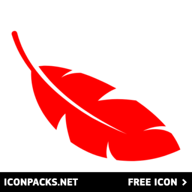 a red feather icon on a white background