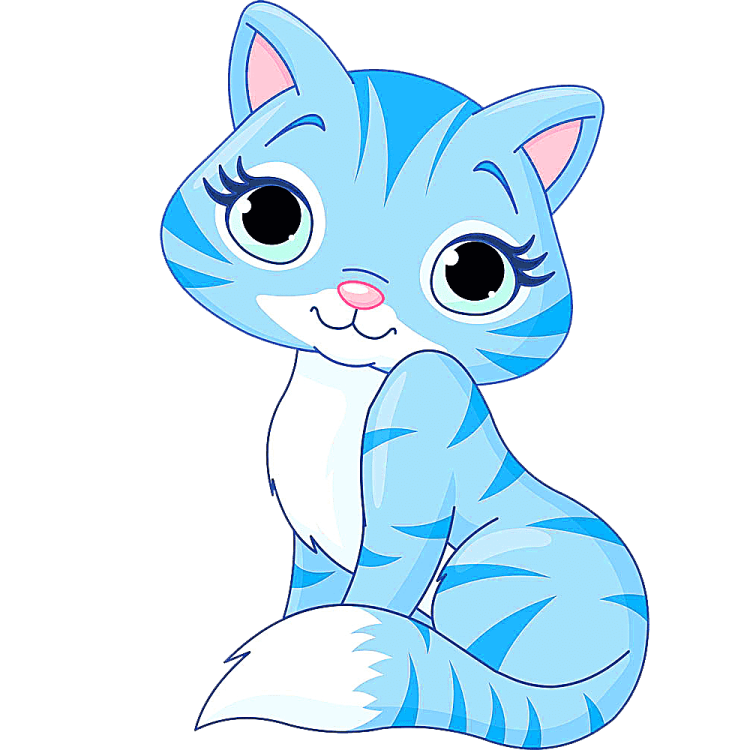 a blue cat sitting down on the ground