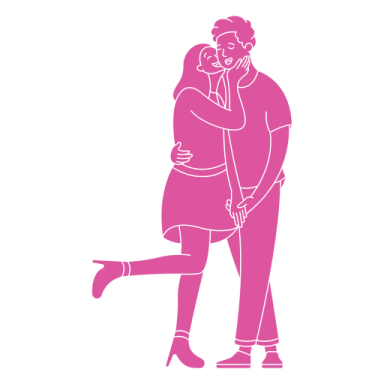 an illustration of a couple kissing