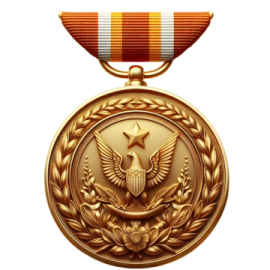 a gold medal with an eagle on it