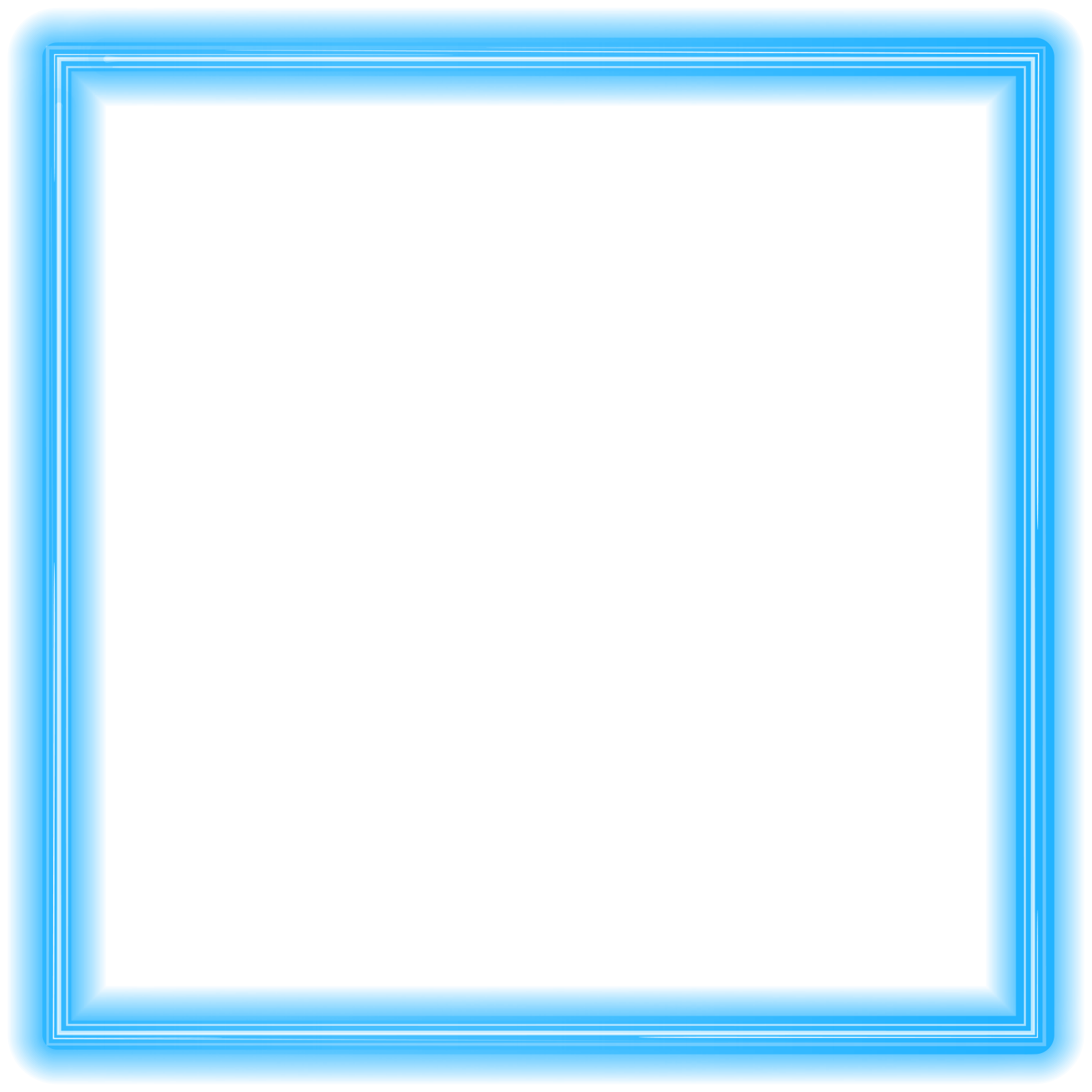 a blue neon frame on a white background