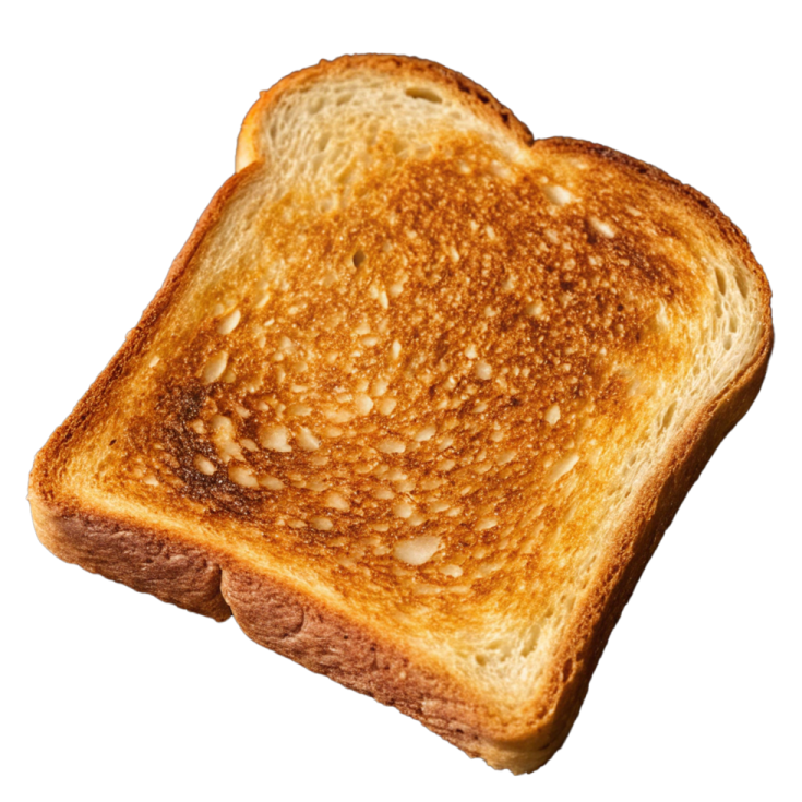 a piece of toasted bread on a white background
