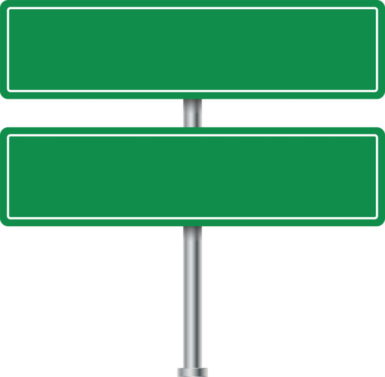 a green street sign on a white background