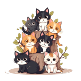 a bunch of cats sitting on top of each other cats