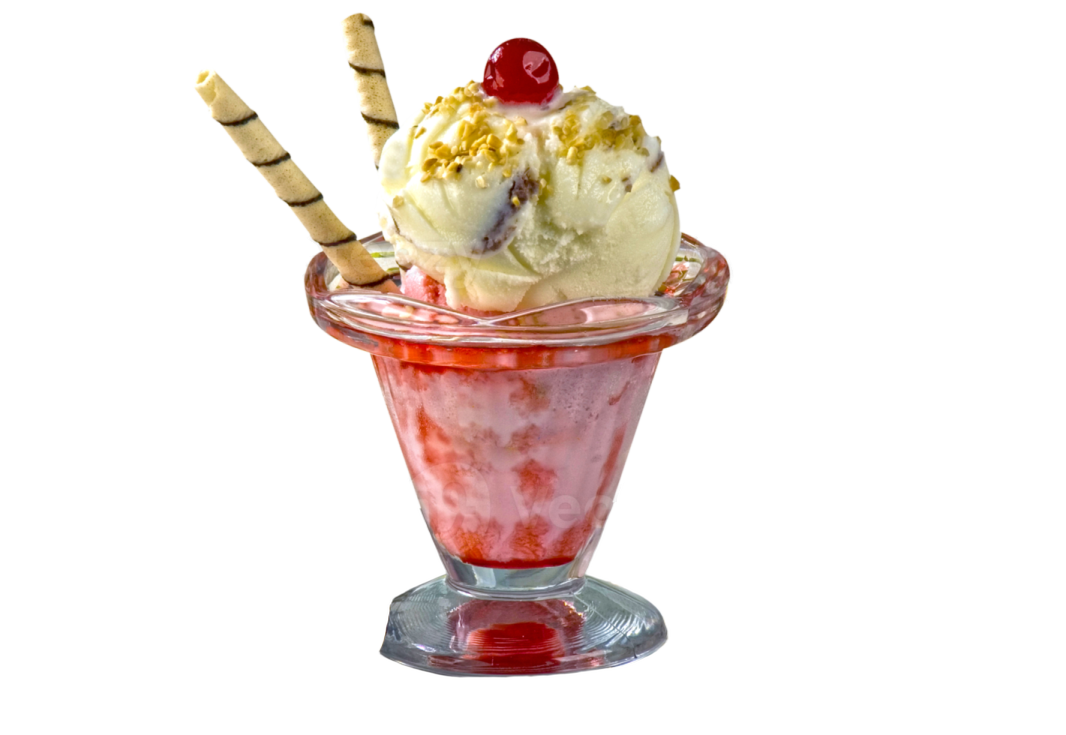 an ice cream sundae with a cherry on top