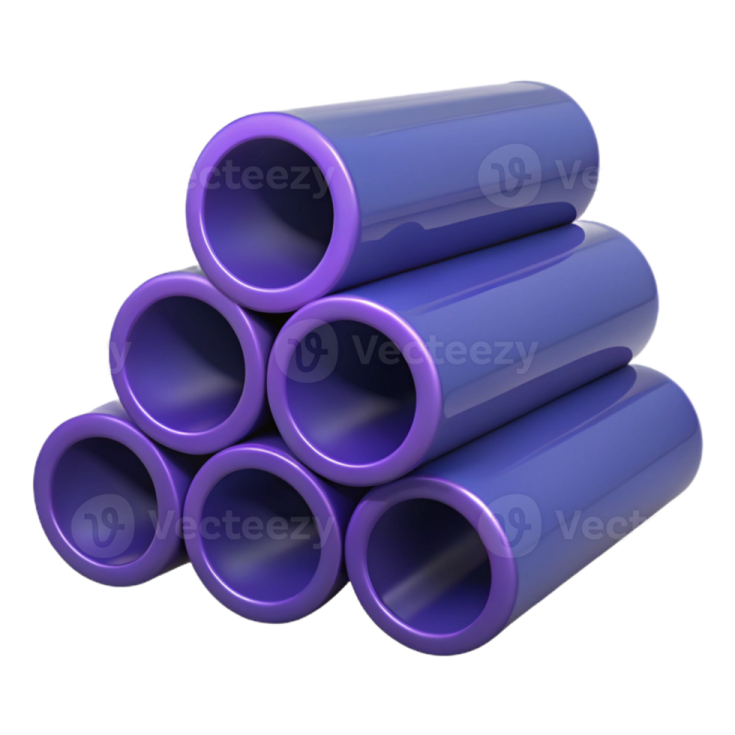 a pile of purple plastic pipes