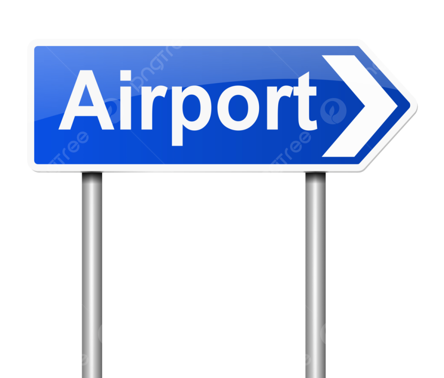 a blue sign with the word airport on it