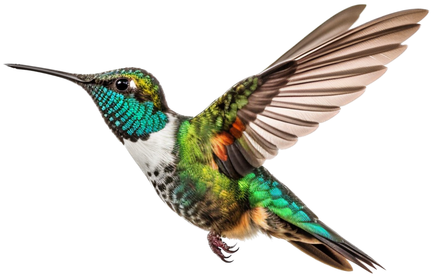 a hummingbird in flight with its wings spread
