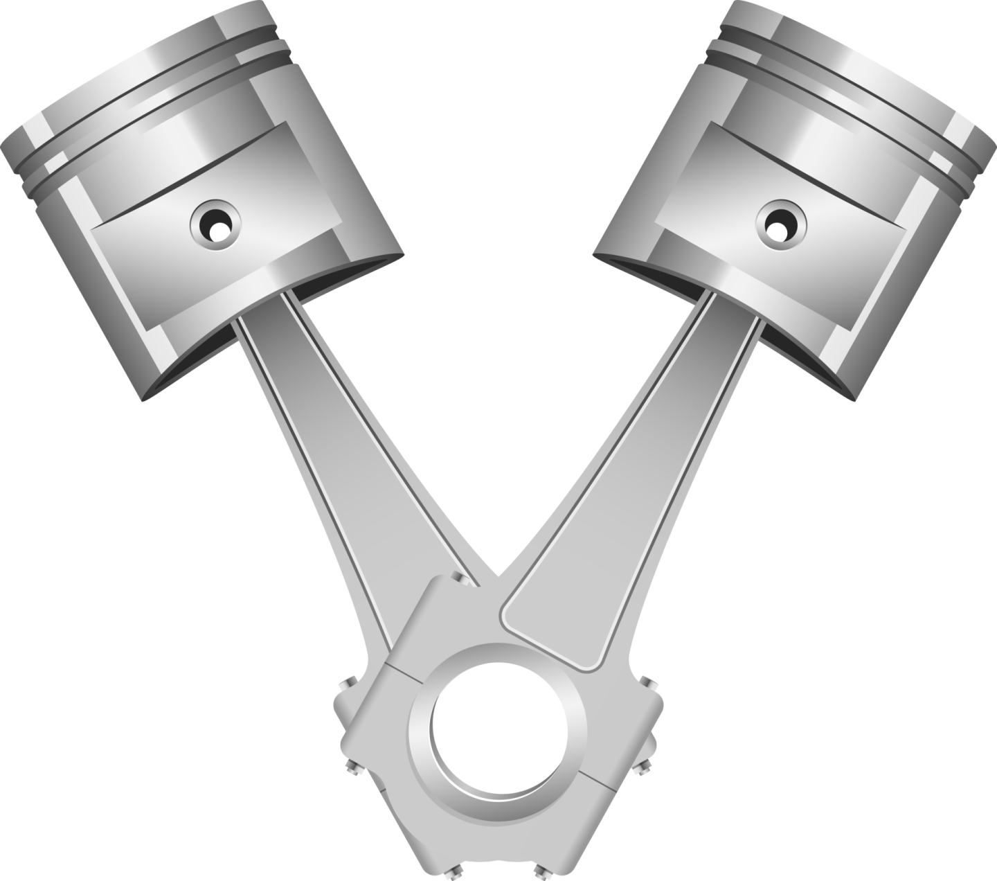 two pistons on a white background