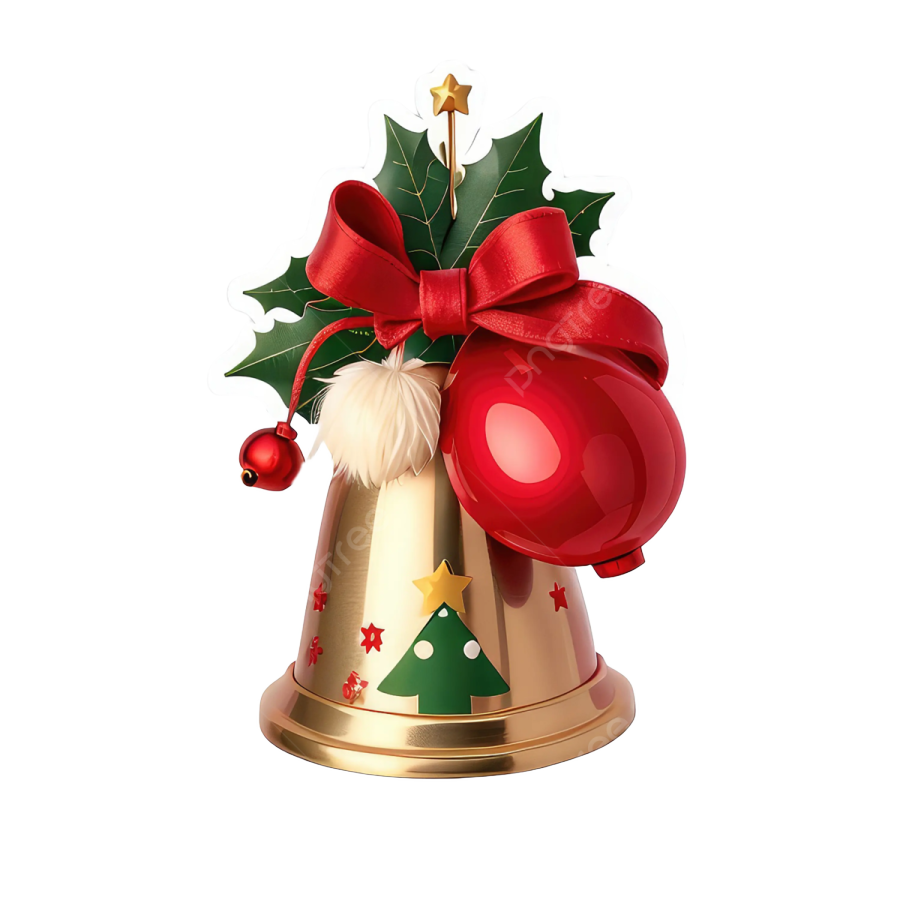 a christmas bell with a red bow on top
