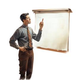 a man standing in front of a whiteboard