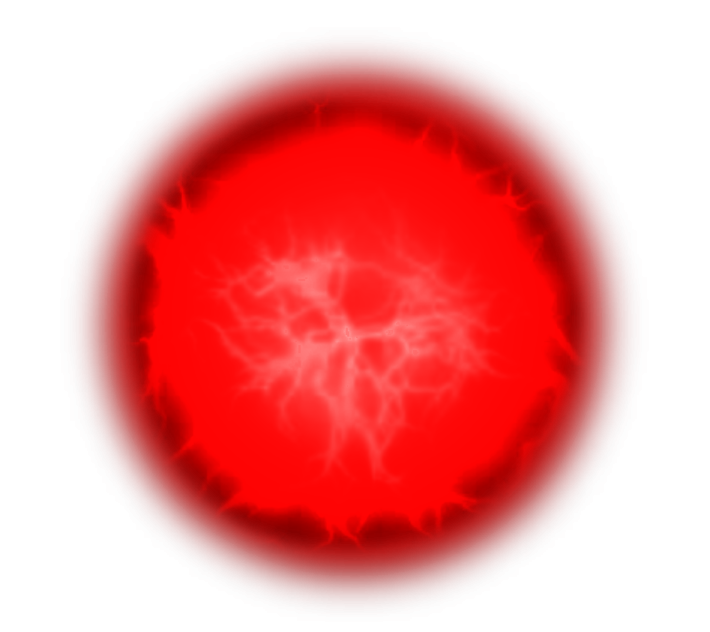 a red ball with lightning on it