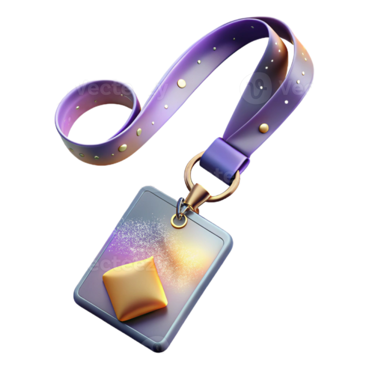 a purple lant with a gold medal on it