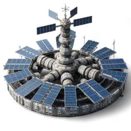 an image of a spaceship with solar panels on it