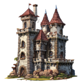 a castle with turrets on top of it