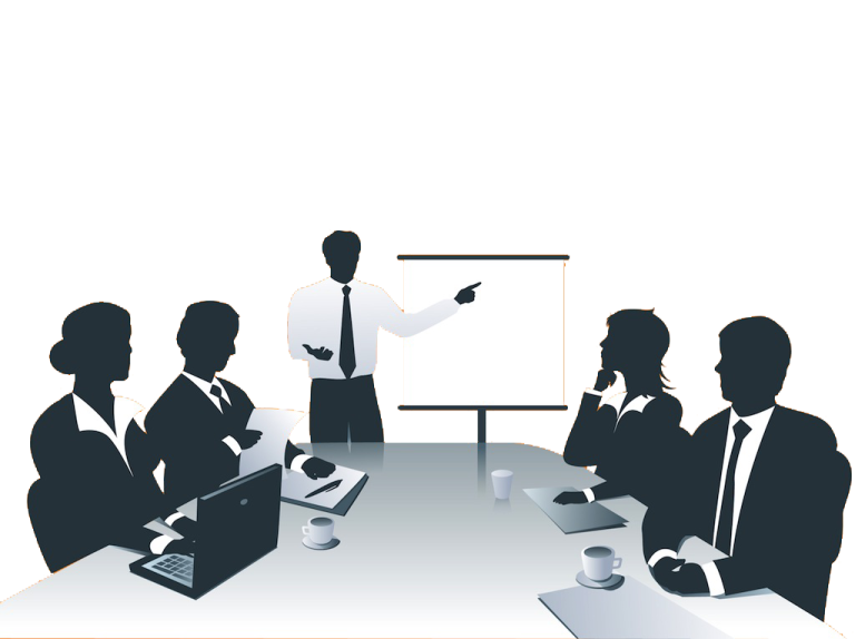 a group of people sitting around a conference table