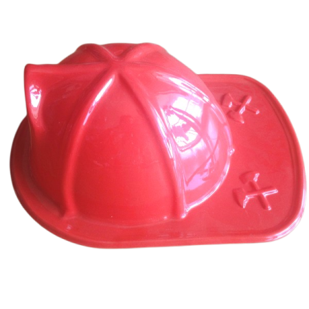 a red fire helmet on a white background