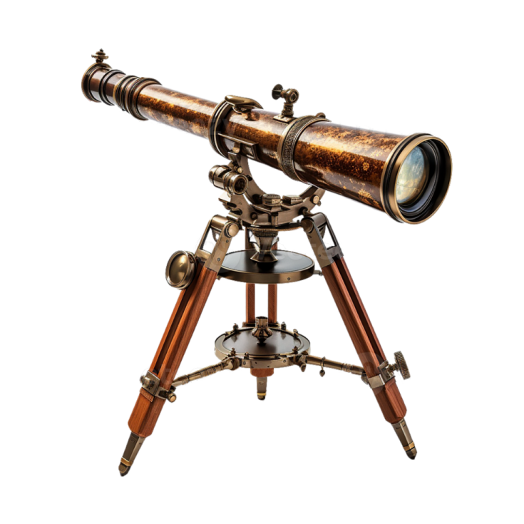 an old telescope on a white background
