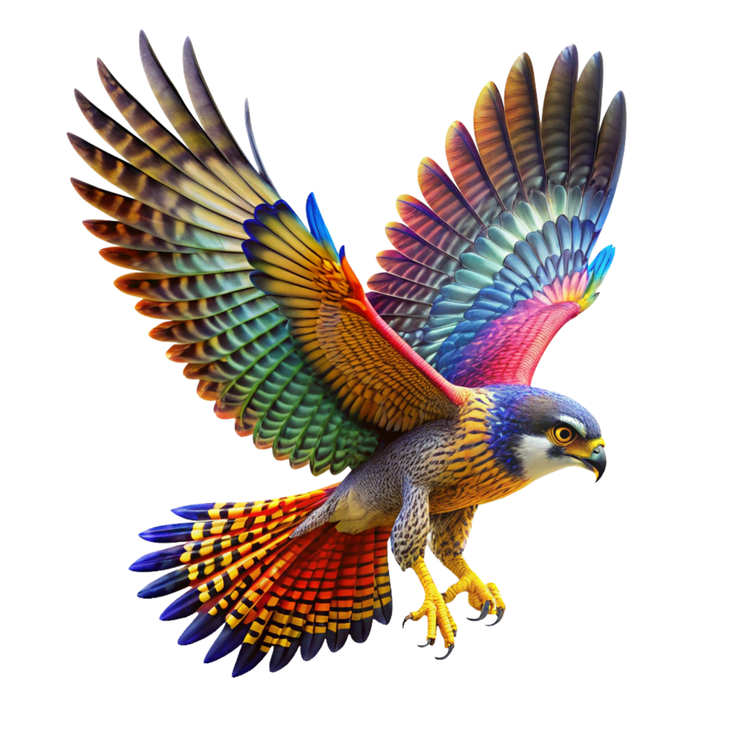 a colorful bird is flying in the air