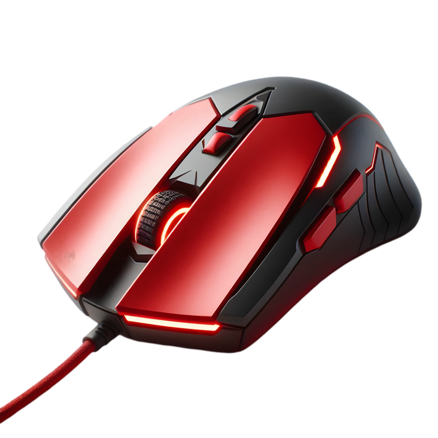 a red mouse on a white background