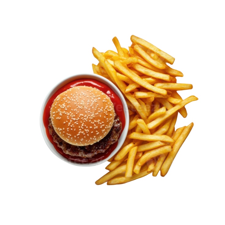 a hamburger and french fries on a plate