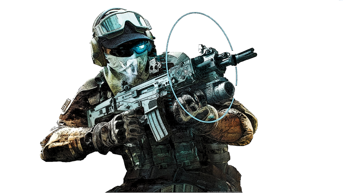 a man with a gun in his hand
